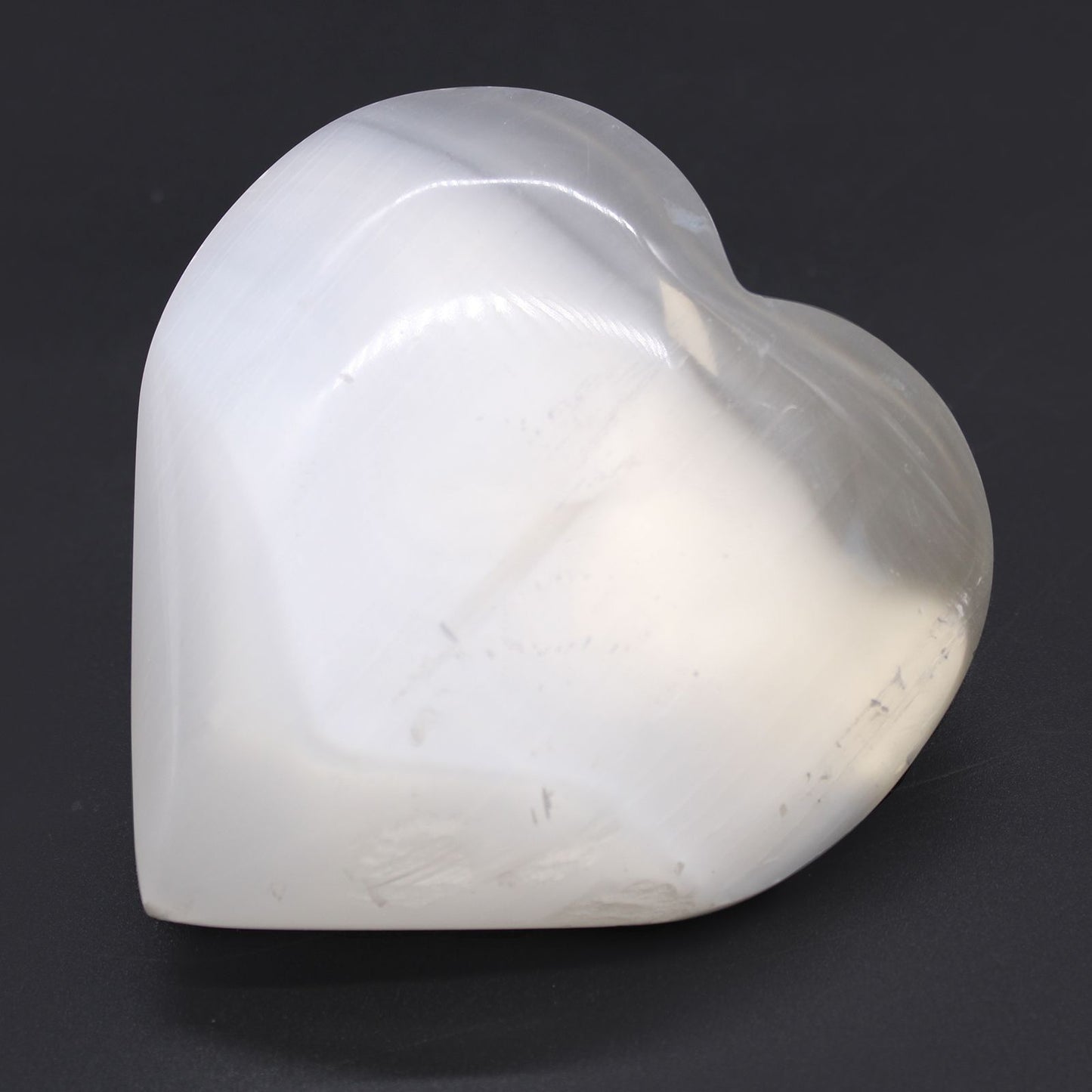Polished Selenite Heart 10 Cm featuring satin white sheen and fibrous texture - Positive Faith Hope Love