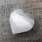 Polished Selenite Heart - 5-6 cm featuring satin white sheen and fibrous texture - Positive Faith Hope Love