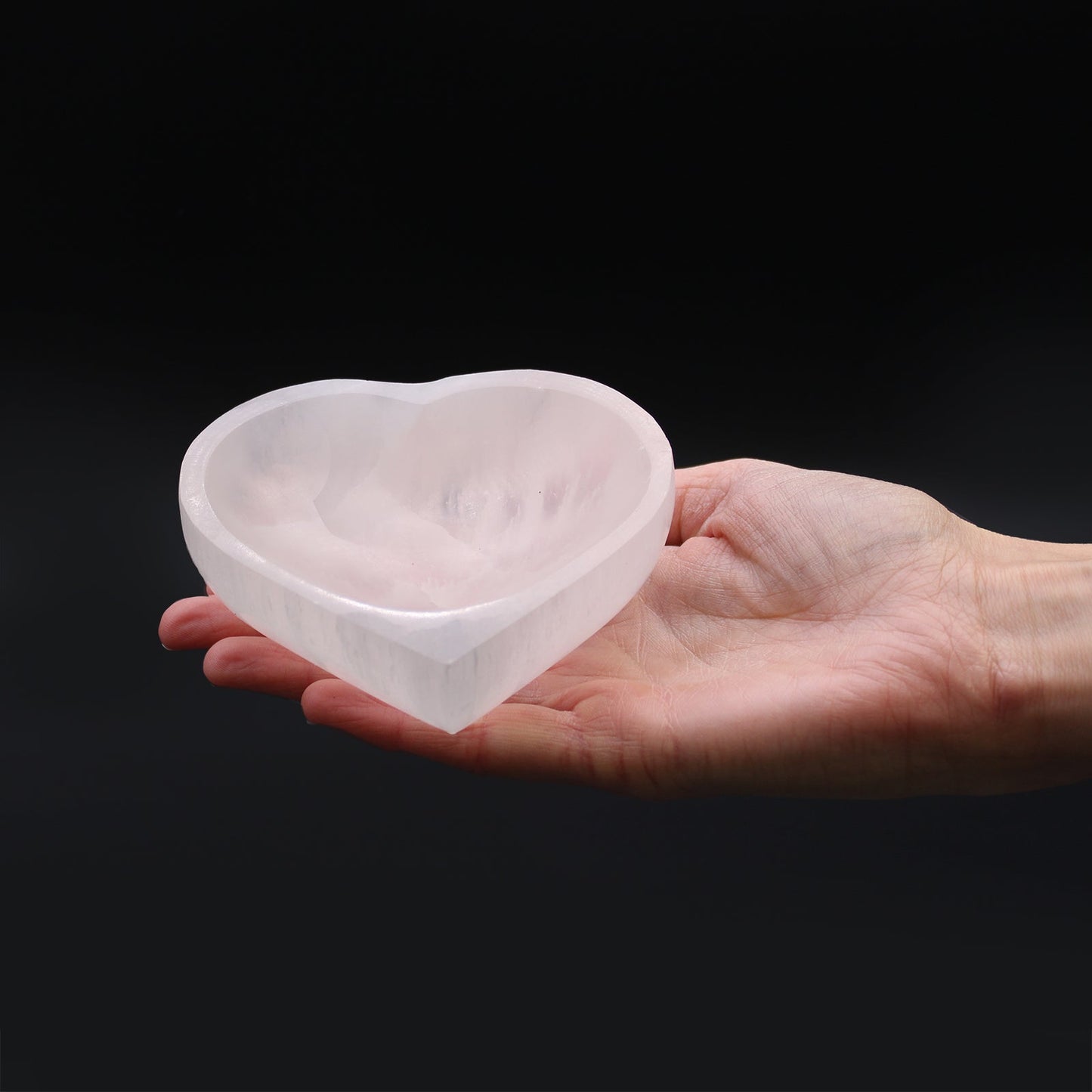 Selenite Heart Bowl - 10cm - Positive Faith Hope Love