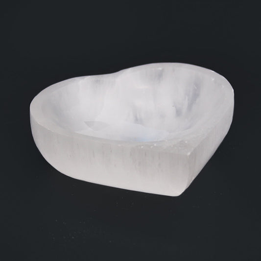 Selenite Heart Bowl - 10cm - Positive Faith Hope Love