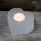 Polished Selenite Heart Candle Holder featuring satin white sheen and fibrous texture - Positive Faith Hope Love