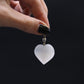 Polished Selenite Heart Pendant featuring satin white sheen and fibrous texture - Positive Faith Hope Love