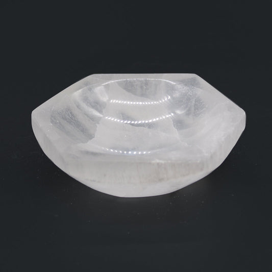 Selenite Hex Bowl - 10cm - Positive Faith Hope Love