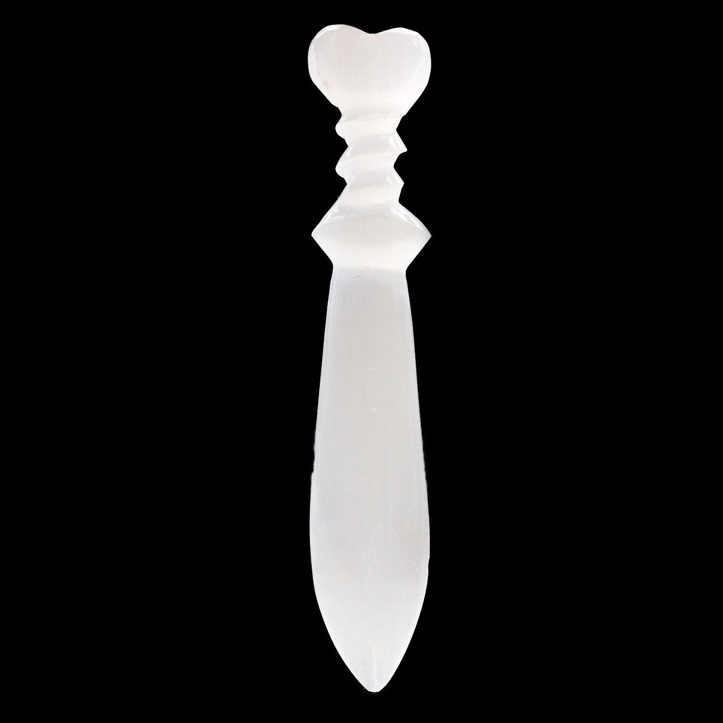 Polished Selenite Lrg Ritual Knife Spiral 25Cm featuring satin white sheen and fibrous texture - Positive Faith Hope Love