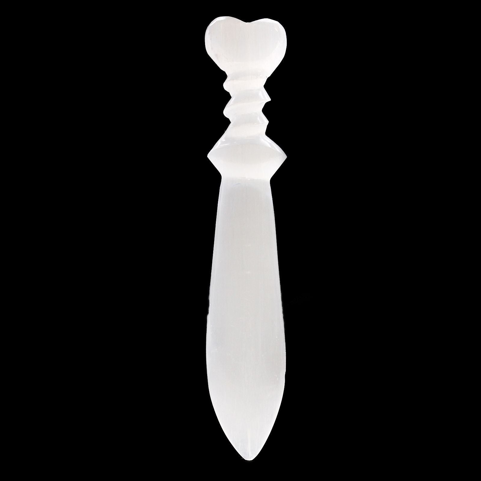Polished Selenite Lrg Ritual Knife Spiral 25Cm featuring satin white sheen and fibrous texture - Positive Faith Hope Love