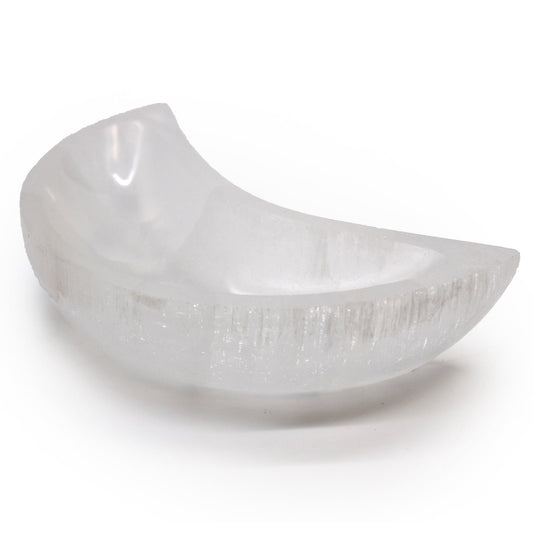 Selenite Moon Bowl - 15cm - Positive Faith Hope Love