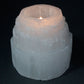 Polished Selenite Mountain Top Candle Holder - 8 cm featuring satin white sheen and fibrous texture - Positive Faith Hope Love