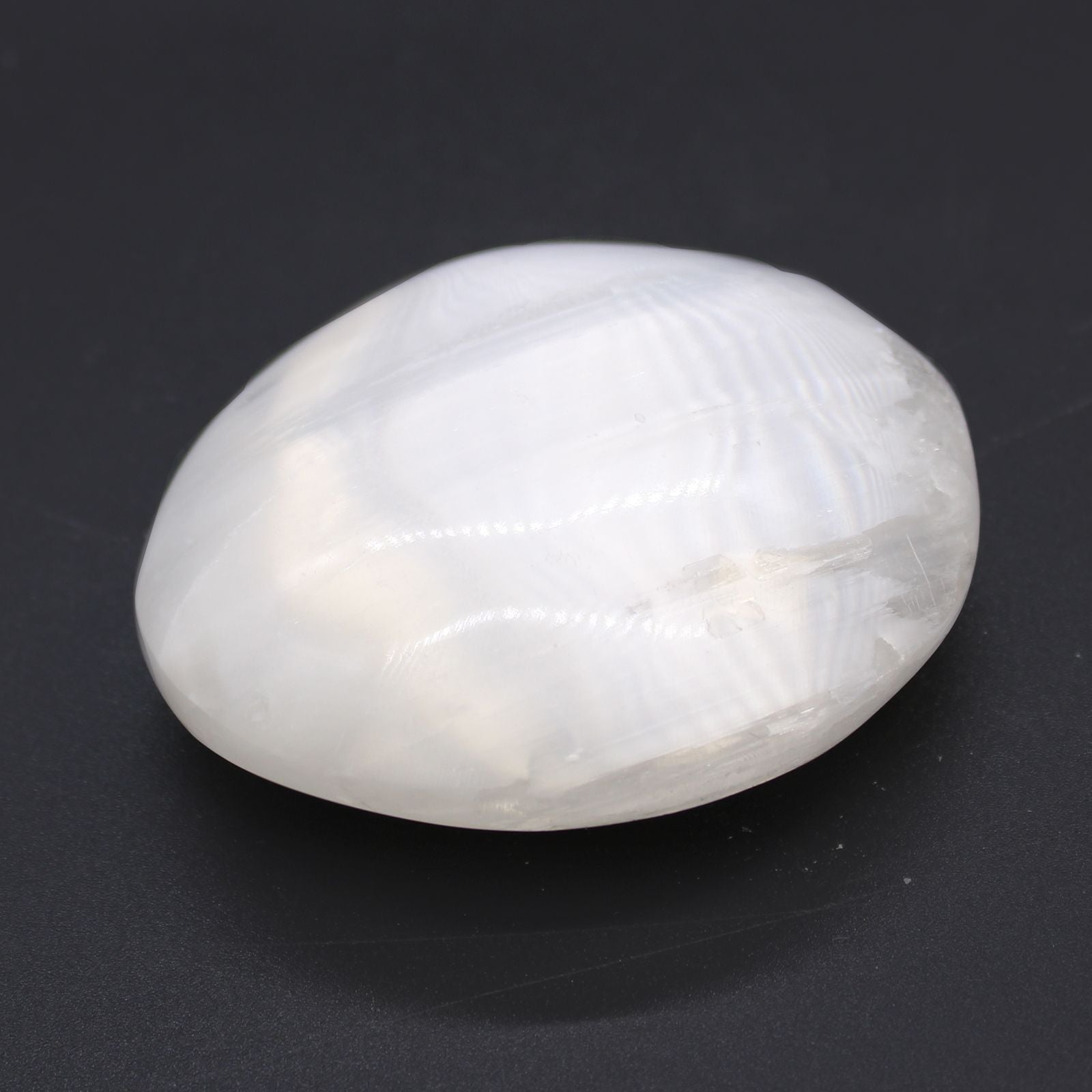 Polished Selenite Palm Stone 65 Cm featuring satin white sheen and fibrous texture - Positive Faith Hope Love