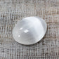 Polished Selenite Palm Stone - 6.5 cm featuring satin white sheen and fibrous texture - Positive Faith Hope Love