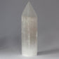 Polished Selenite Pencil Point Tower 20 Cm featuring satin white sheen and fibrous texture - Positive Faith Hope Love