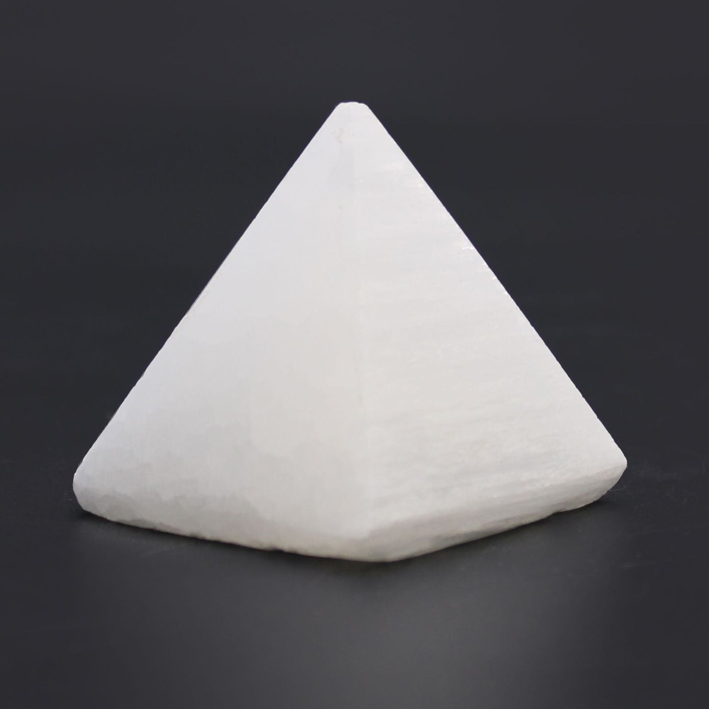Polished Selenite Pyramid 5 Cm featuring satin white sheen and fibrous texture - Positive Faith Hope Love