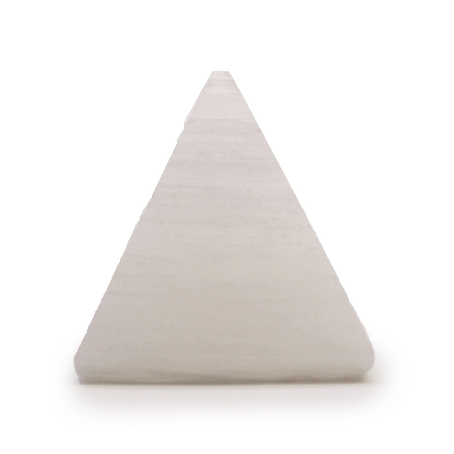 Polished Selenite Pyramid - 5 cm featuring satin white sheen and fibrous texture - Positive Faith Hope Love