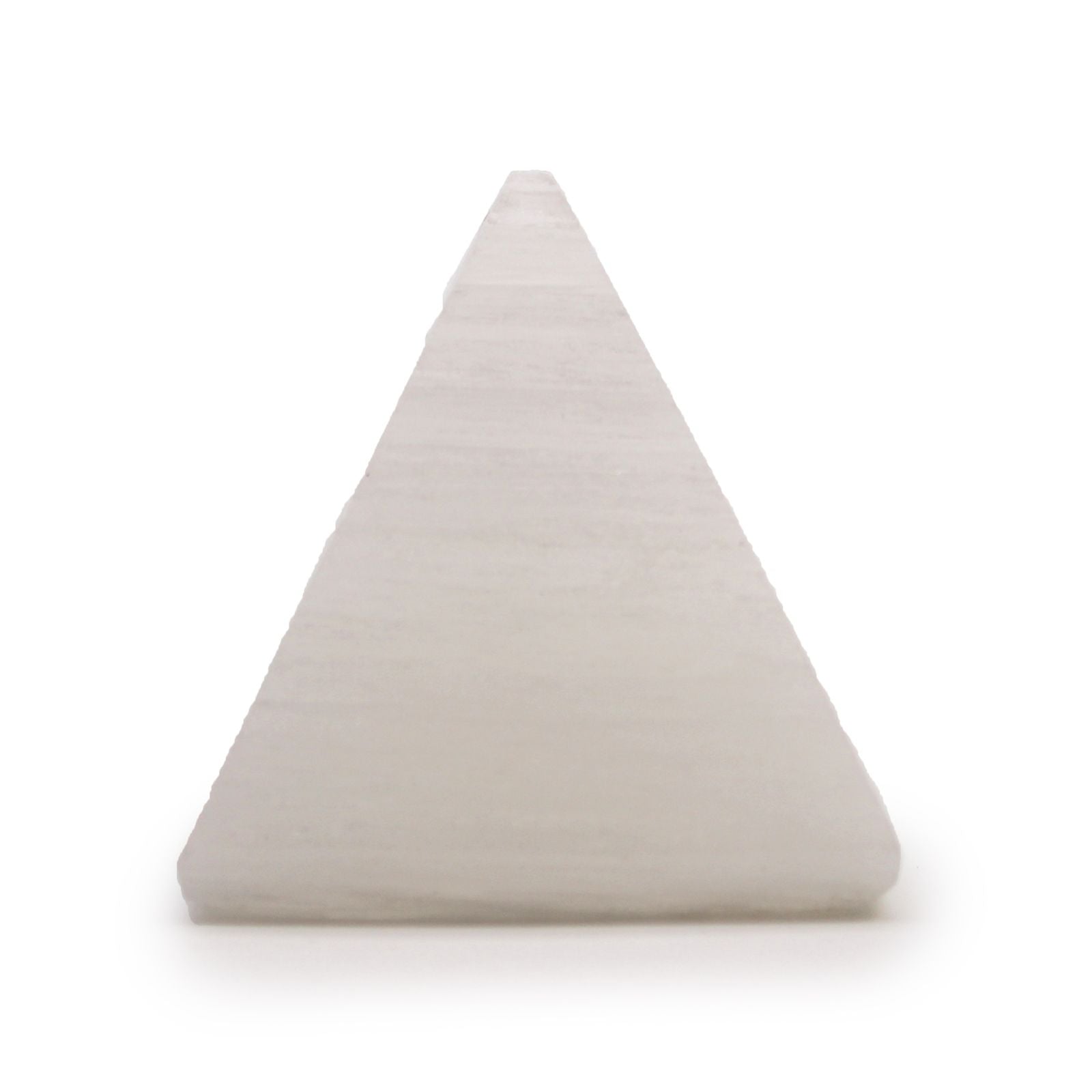 Polished Selenite Pyramid - 5 cm featuring satin white sheen and fibrous texture - Positive Faith Hope Love
