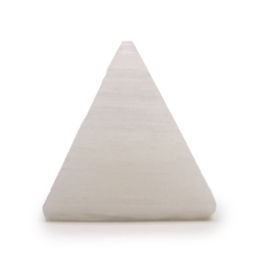 Polished Selenite Pyramid - 5 cm featuring satin white sheen and fibrous texture - Positive Faith Hope Love