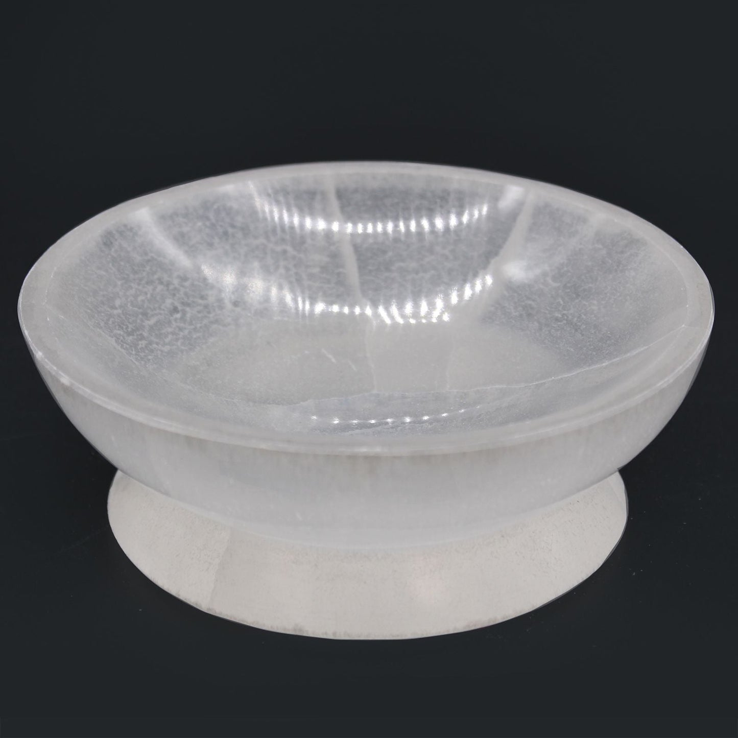 Polished Selenite Ritual Bowl 13Cm featuring satin white sheen and fibrous texture - Positive Faith Hope Love