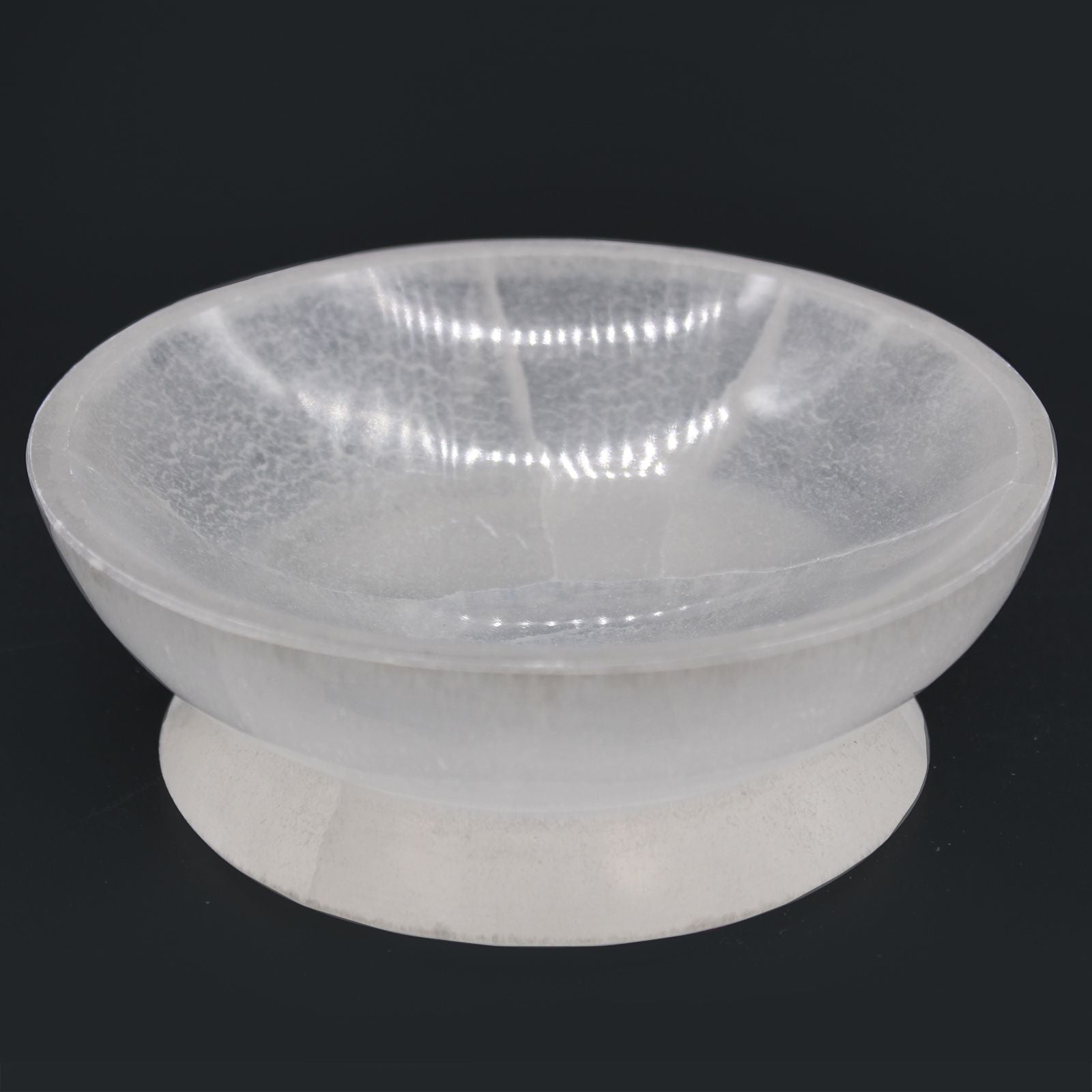 Polished Selenite Ritual Bowl 13Cm featuring satin white sheen and fibrous texture - Positive Faith Hope Love