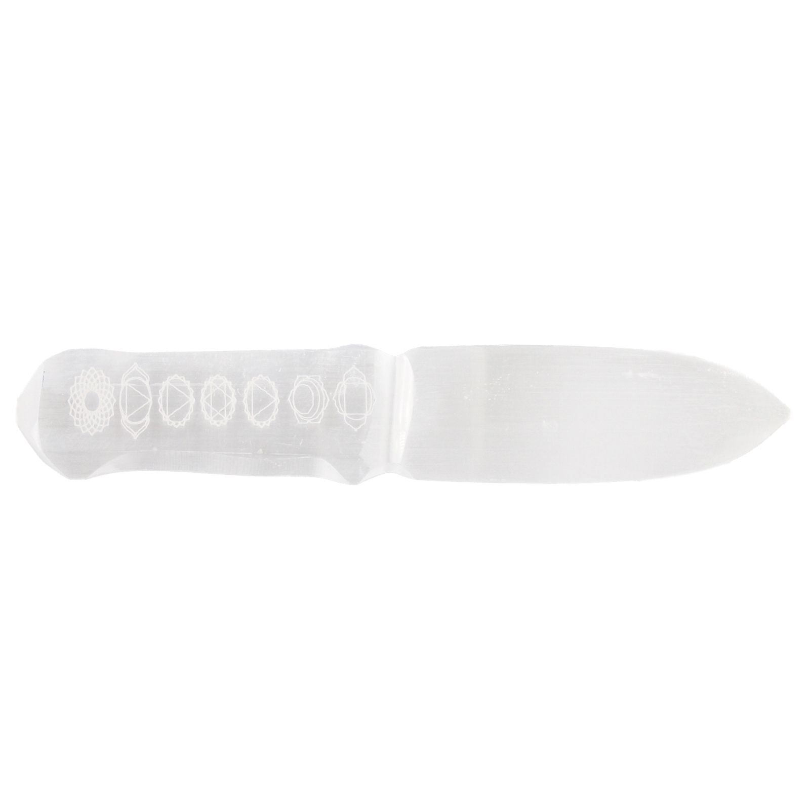 Polished Selenite Ritual Knife Chakra featuring satin white sheen and fibrous texture - Positive Faith Hope Love