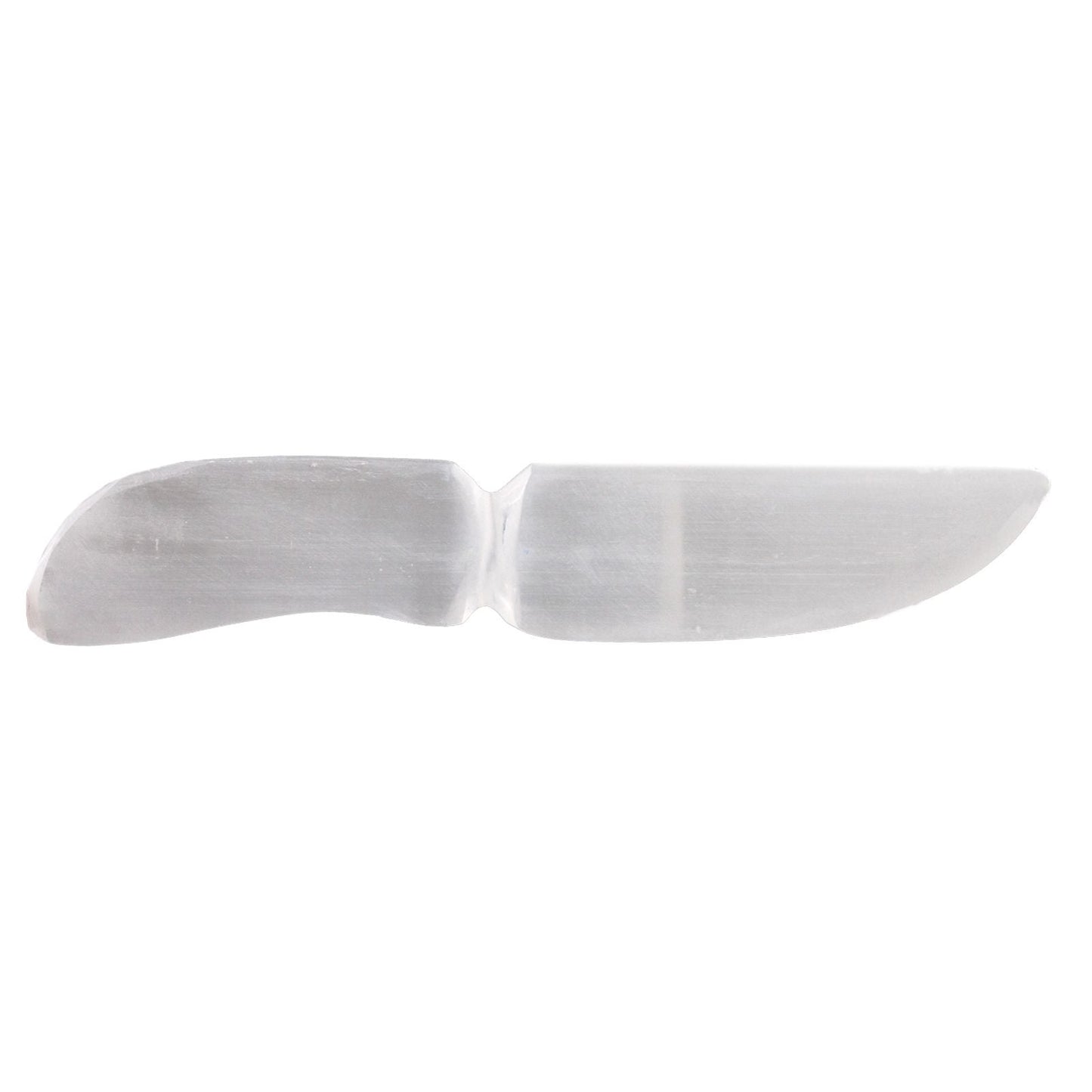 Polished Selenite Ritual Knife Classic featuring satin white sheen and fibrous texture - Positive Faith Hope Love