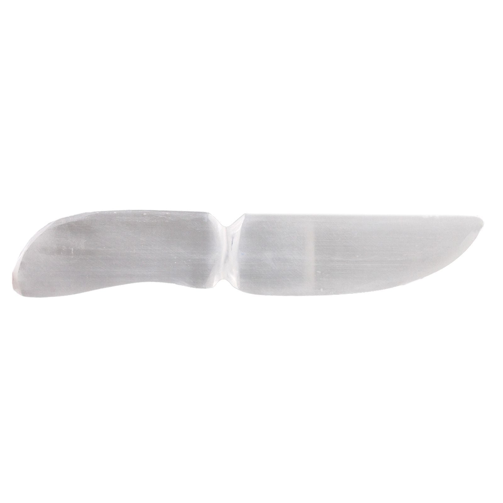 Polished Selenite Ritual Knife Classic featuring satin white sheen and fibrous texture - Positive Faith Hope Love