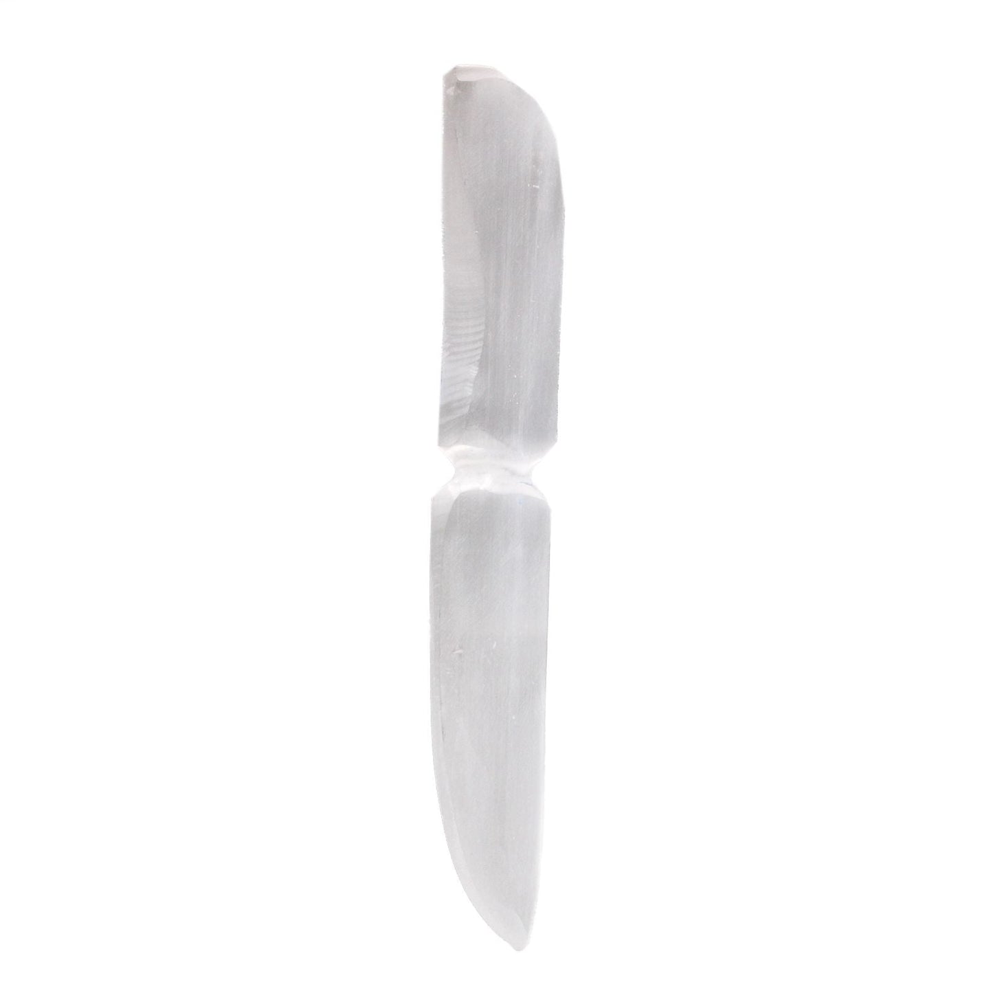 Polished Selenite Ritual Knife Classic featuring satin white sheen and fibrous texture - Positive Faith Hope Love