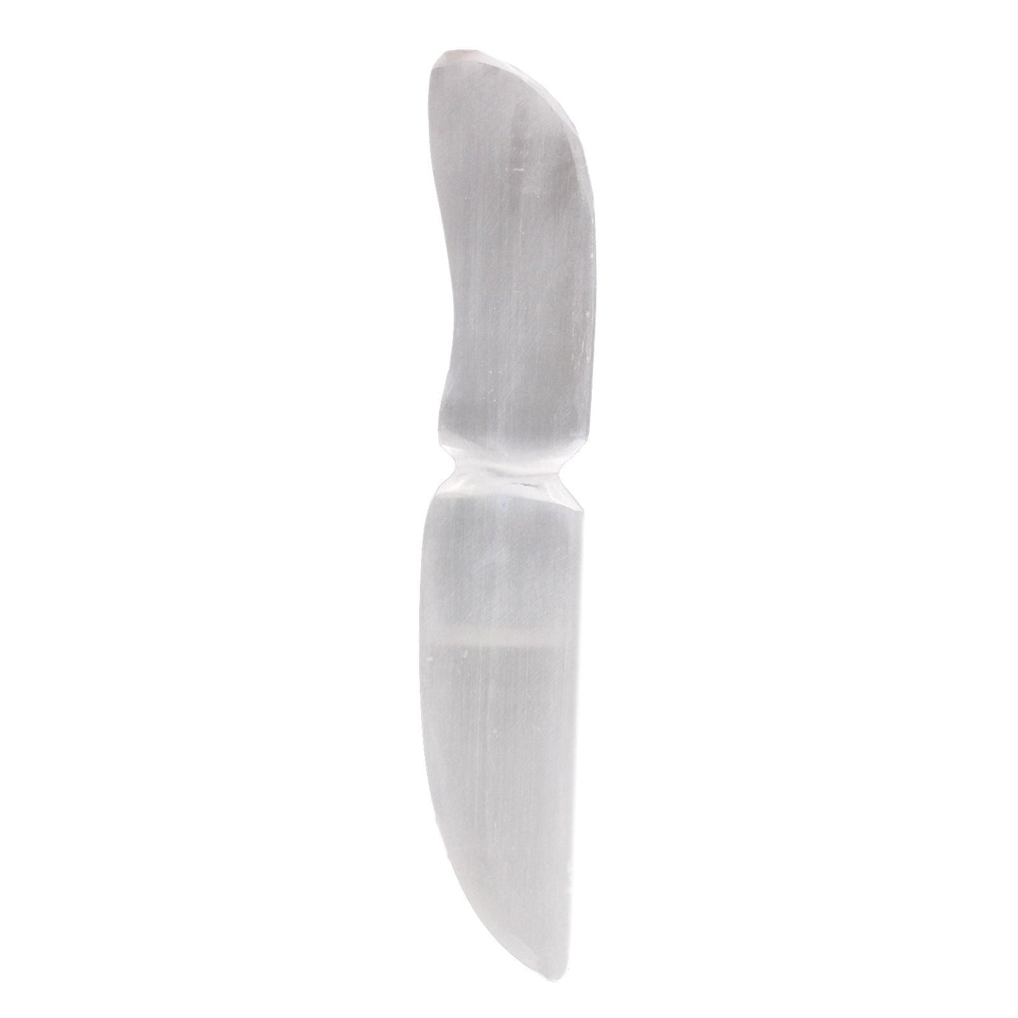 Polished Selenite Ritual Knife Classic featuring satin white sheen and fibrous texture - Positive Faith Hope Love