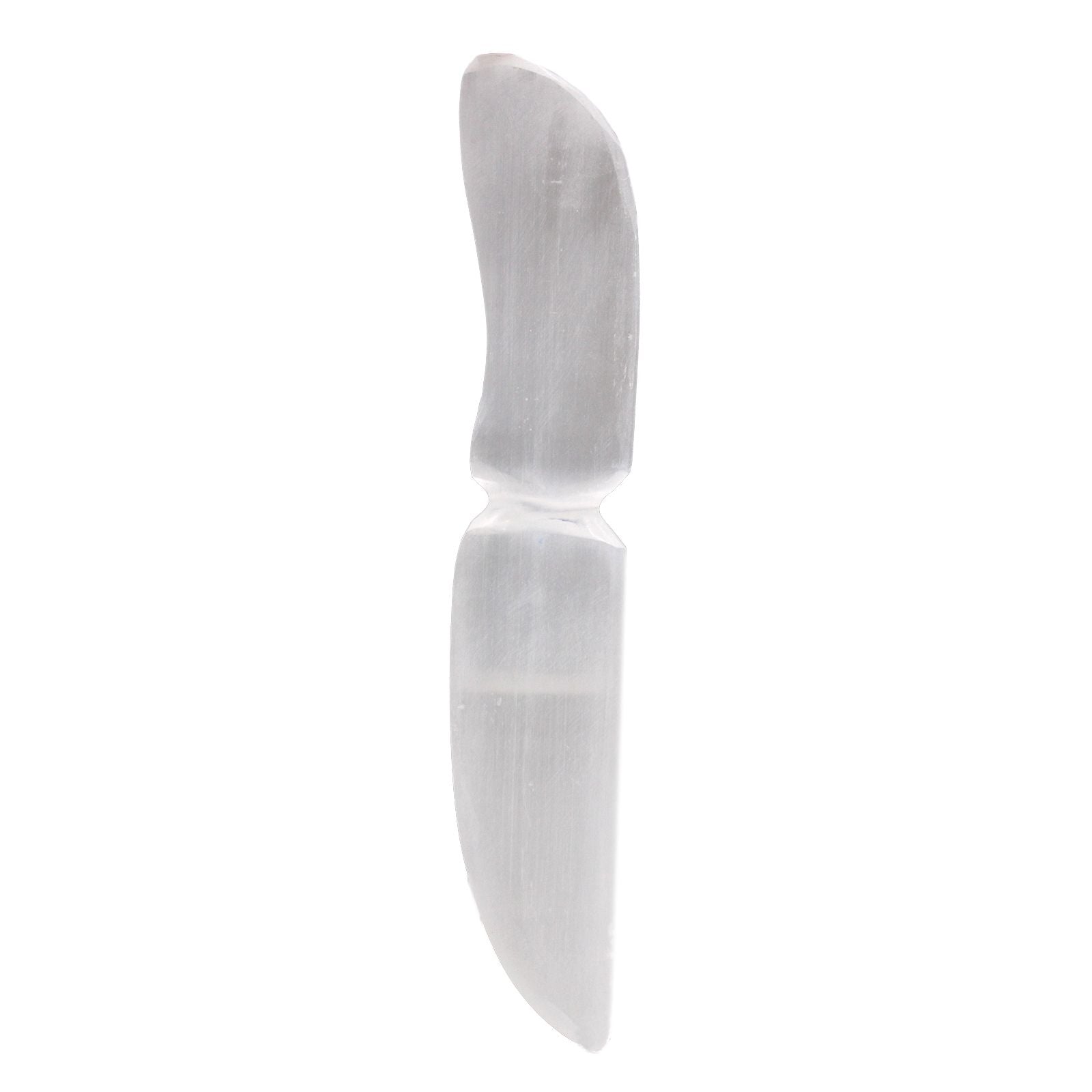 Polished Selenite Ritual Knife Classic featuring satin white sheen and fibrous texture - Positive Faith Hope Love