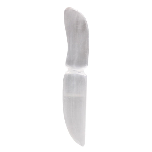 Polished Selenite Ritual Knife Classic featuring satin white sheen and fibrous texture - Positive Faith Hope Love