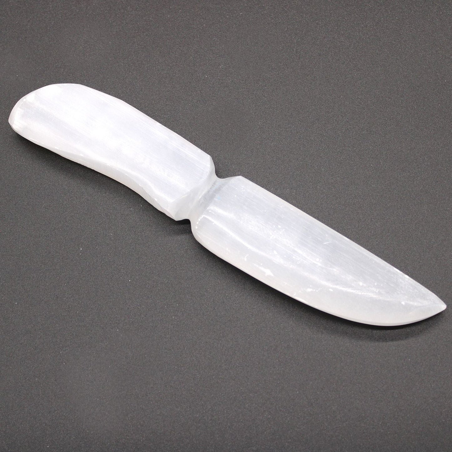 Polished Selenite Ritual Knife Classic featuring satin white sheen and fibrous texture - Positive Faith Hope Love