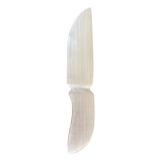 Polished Selenite Ritual Knife - Classic featuring satin white sheen and fibrous texture - Positive Faith Hope Love