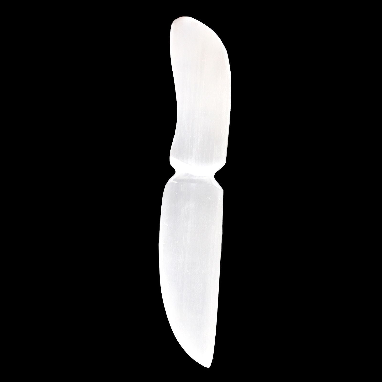 Polished Selenite Ritual Knife Classic featuring satin white sheen and fibrous texture - Positive Faith Hope Love
