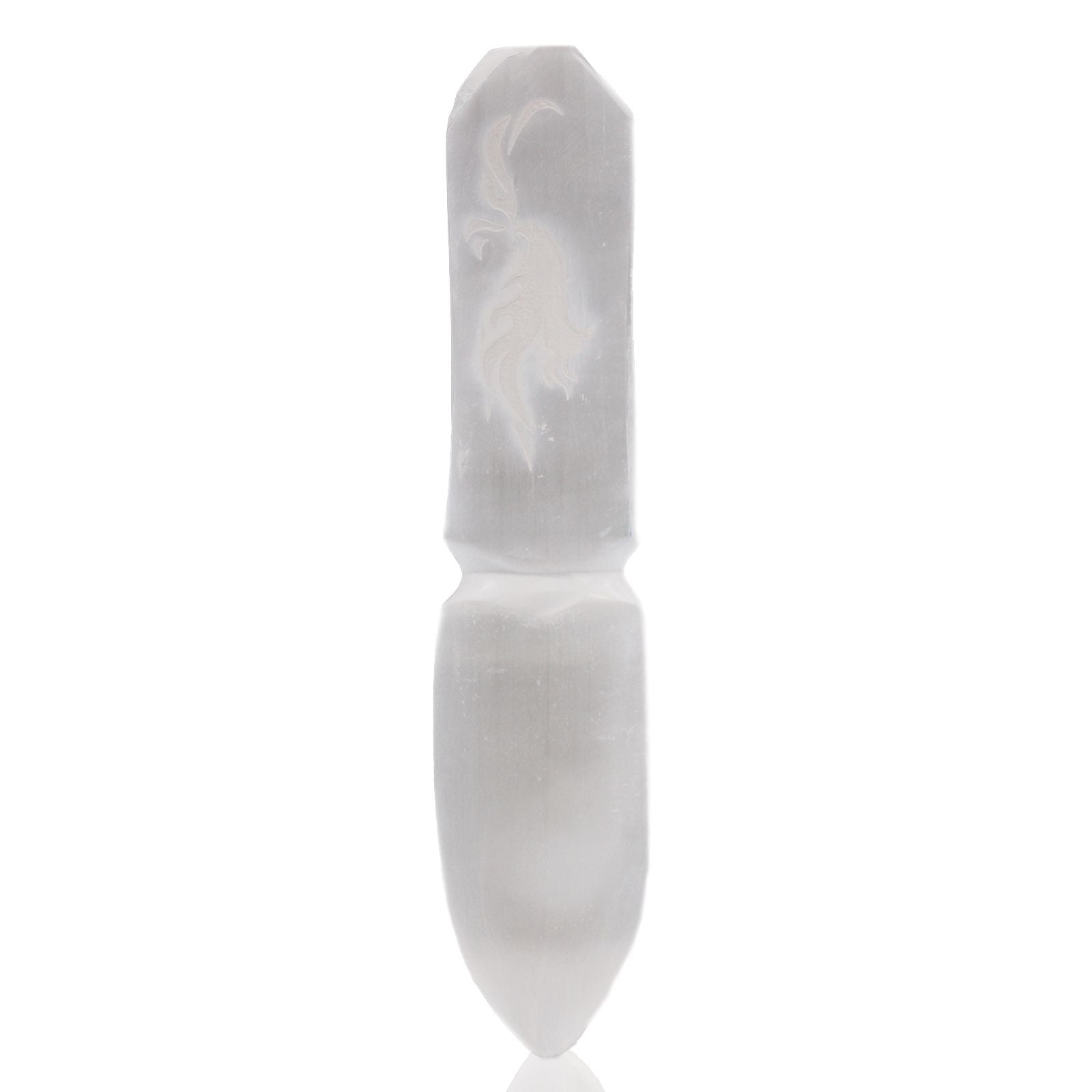 Polished Selenite Ritual Knife Letting Go Of The Past featuring satin white sheen and fibrous texture - Positive Faith Hope Love