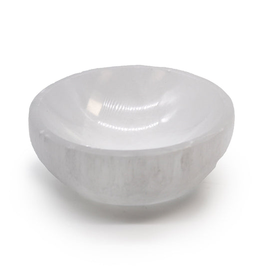 Selenite Round Bowl - 10cm - Positive Faith Hope Love