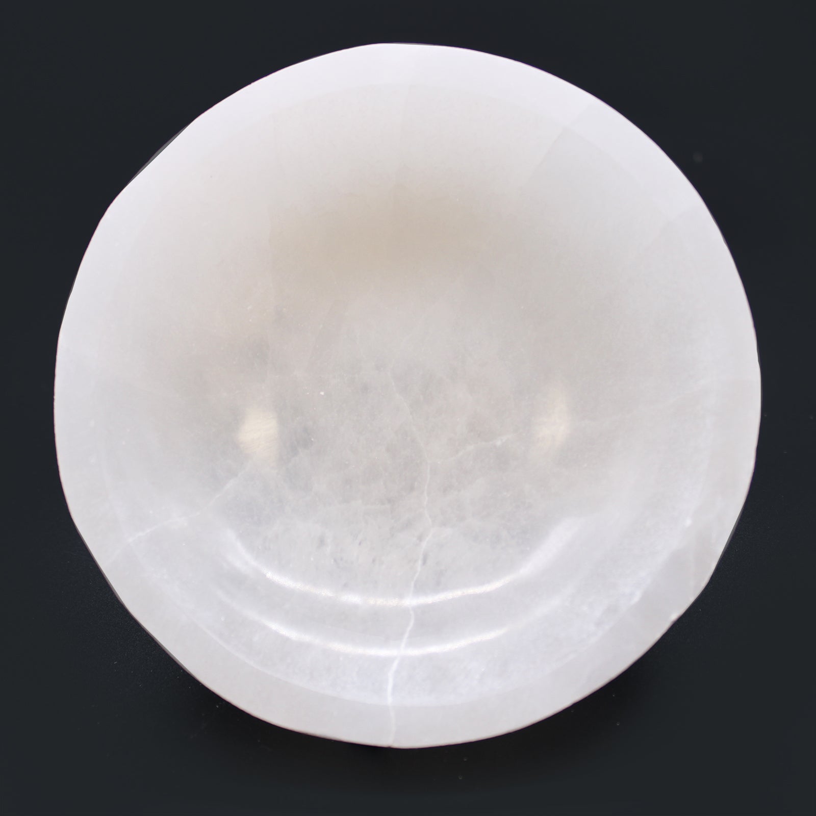 Selenite Round Bowl - 15cm - Positive Faith Hope Love