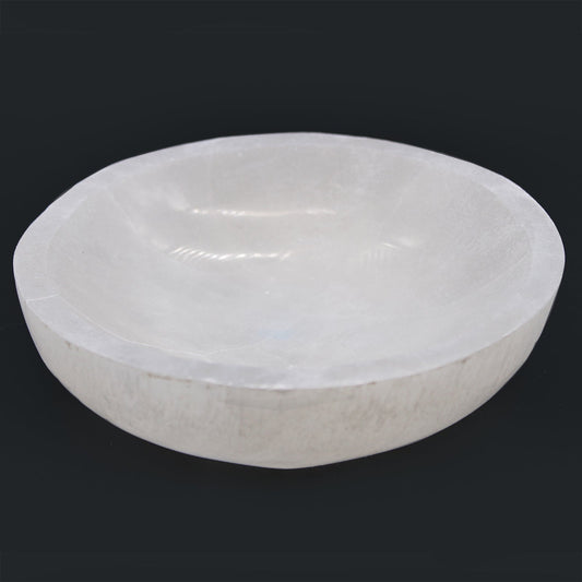 Selenite Round Bowl - 15cm - Positive Faith Hope Love