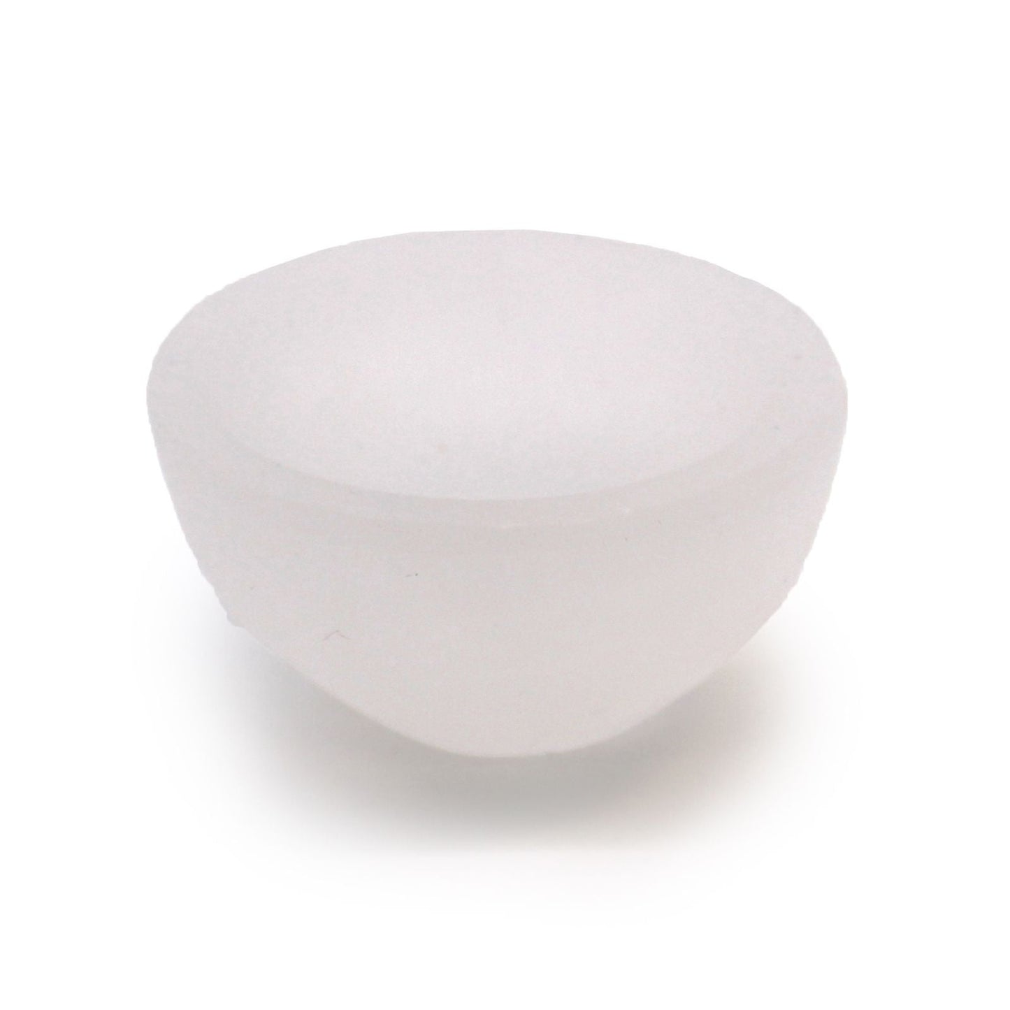 Polished Selenite Round Bowl - 6cm featuring satin white sheen and fibrous texture - Positive Faith Hope Love