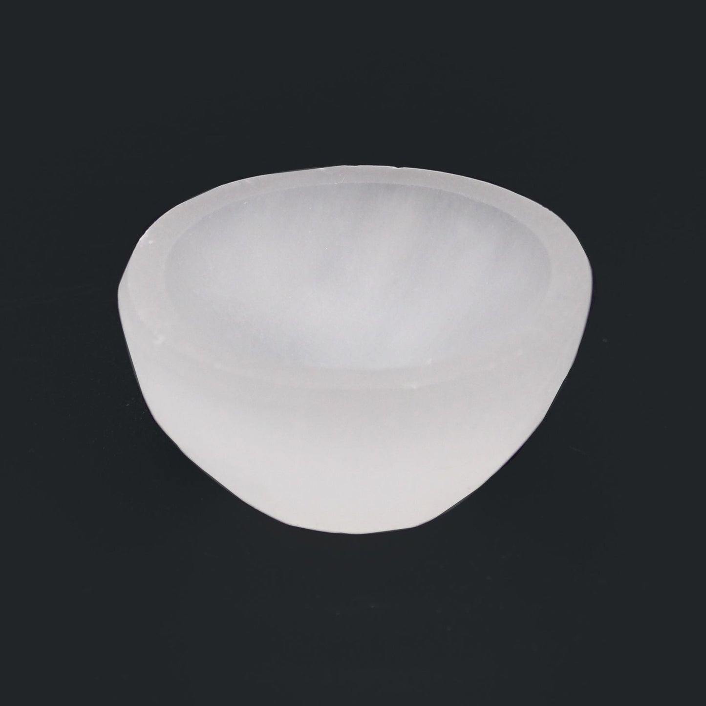 Polished Selenite Round Bowl 6Cm featuring satin white sheen and fibrous texture - Positive Faith Hope Love