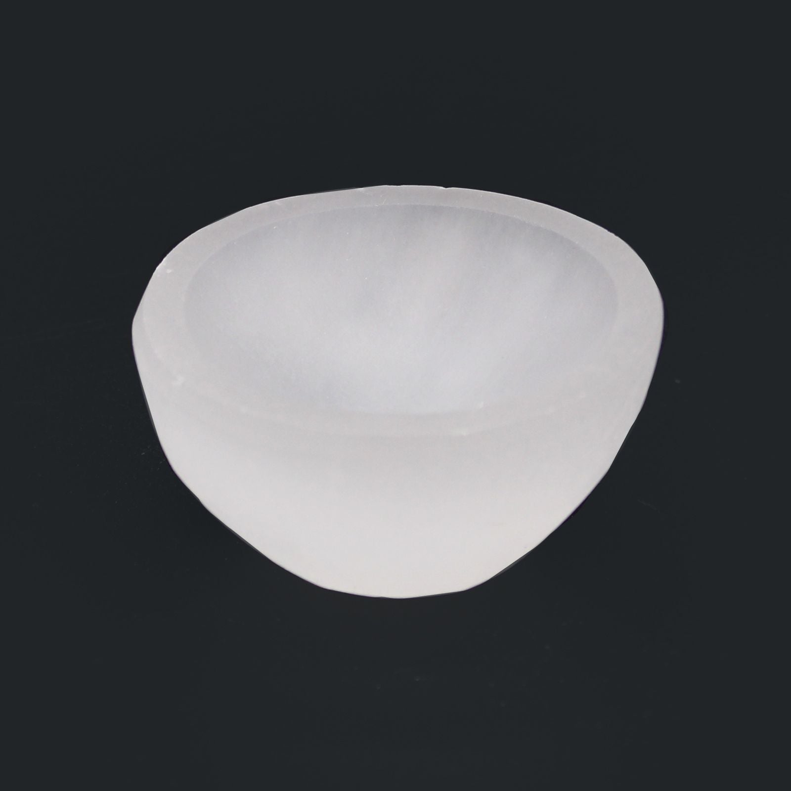 Polished Selenite Round Bowl 6Cm featuring satin white sheen and fibrous texture - Positive Faith Hope Love