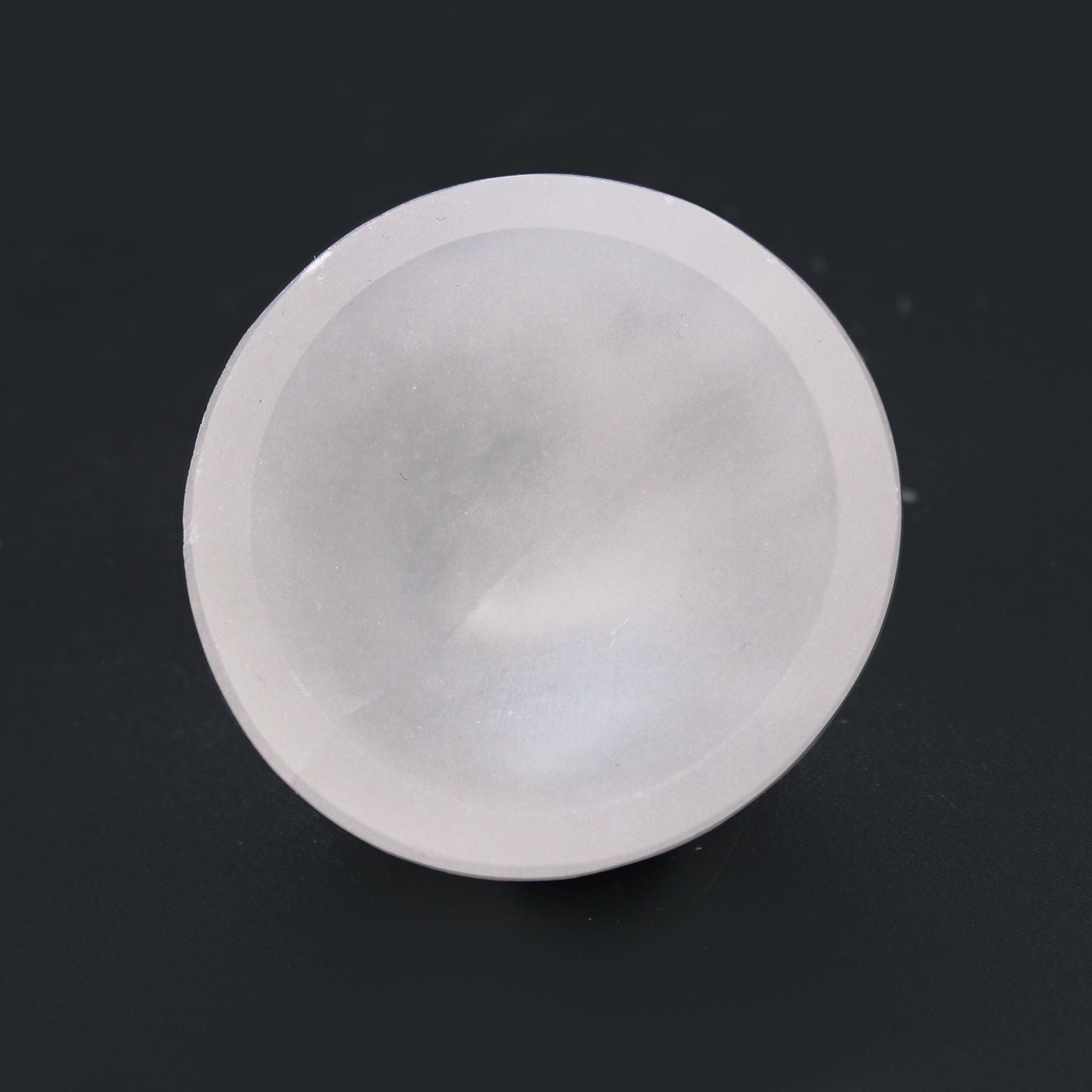 Polished Selenite Round Bowl 6Cm featuring satin white sheen and fibrous texture - Positive Faith Hope Love