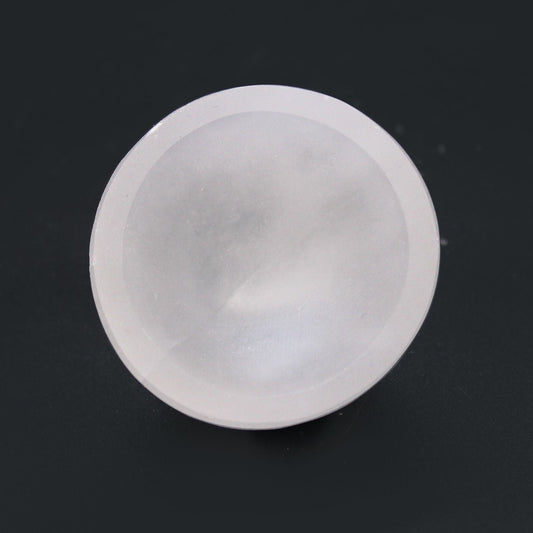 Polished Selenite Round Bowl 6Cm featuring satin white sheen and fibrous texture - Positive Faith Hope Love
