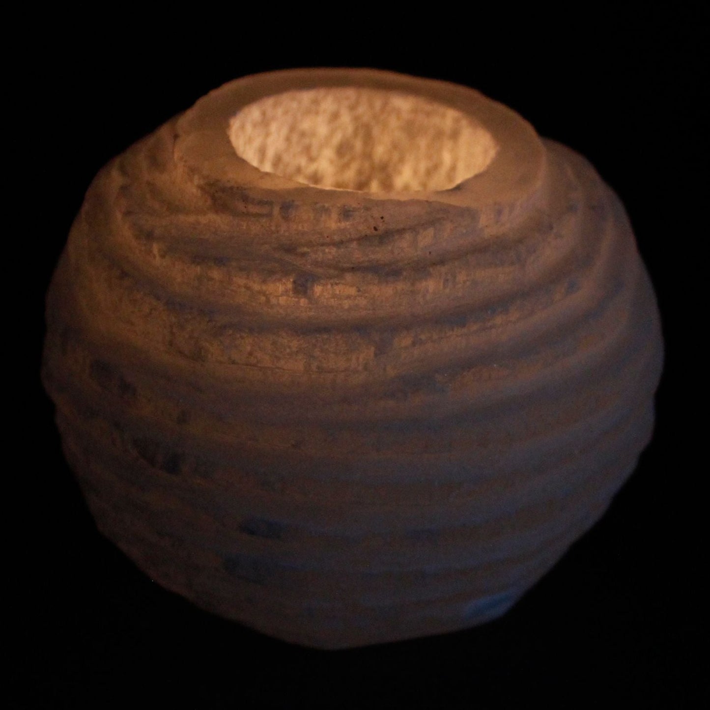 Polished Selenite Snowball Candle Holder 8 Cm featuring satin white sheen and fibrous texture - Positive Faith Hope Love