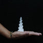 Polished Selenite Spiral Unicorn Horn Tower 10 Cm featuring satin white sheen and fibrous texture - Positive Faith Hope Love