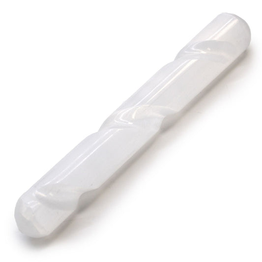 Polished Selenite Spiral Wand 16 Cm Round Both Ends featuring satin white sheen and fibrous texture - Positive Faith Hope Love