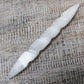 Polished Selenite Spiral Wands - 16 cm (Point Both Ends) featuring satin white sheen and fibrous texture - Positive Faith Hope Love