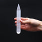 Polished Selenite Wand 16 Cm Point One End featuring satin white sheen and fibrous texture - Positive Faith Hope Love