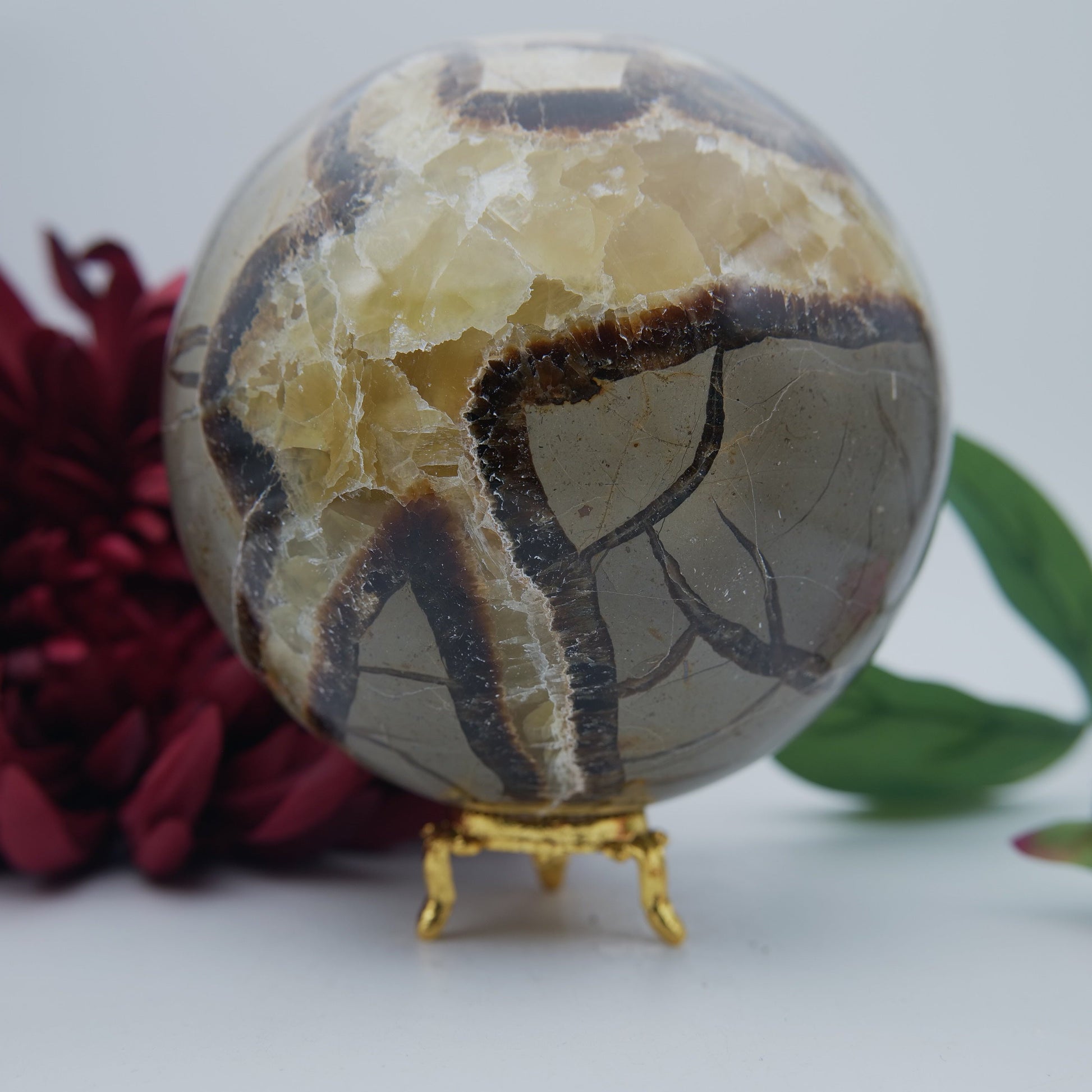 Polished Septarian Sphere 2377g featuring natural patterning and unique variations - Positive Faith Hope Love