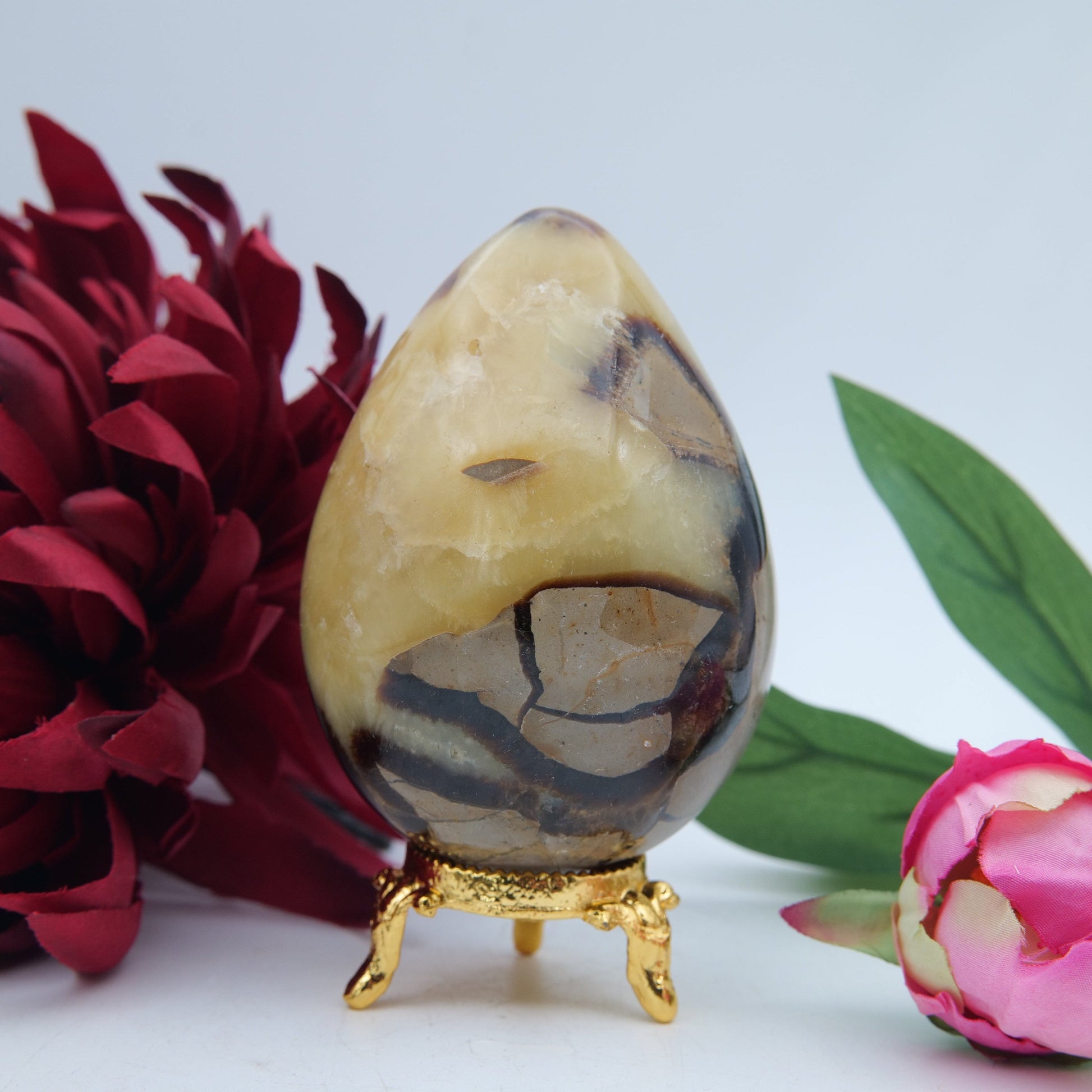 Septeria with Calcite/Aragonite Egg - 406g - Positive Faith Hope Love