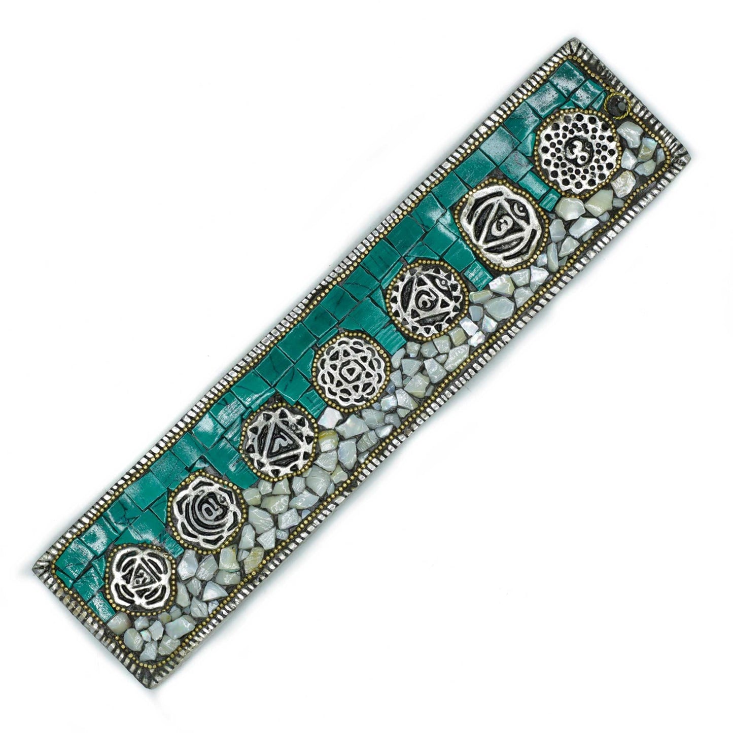 Polished Seven Chakra Tibetan Decor Incense Holder featuring natural patterning and unique variations - Positive Faith Hope Love