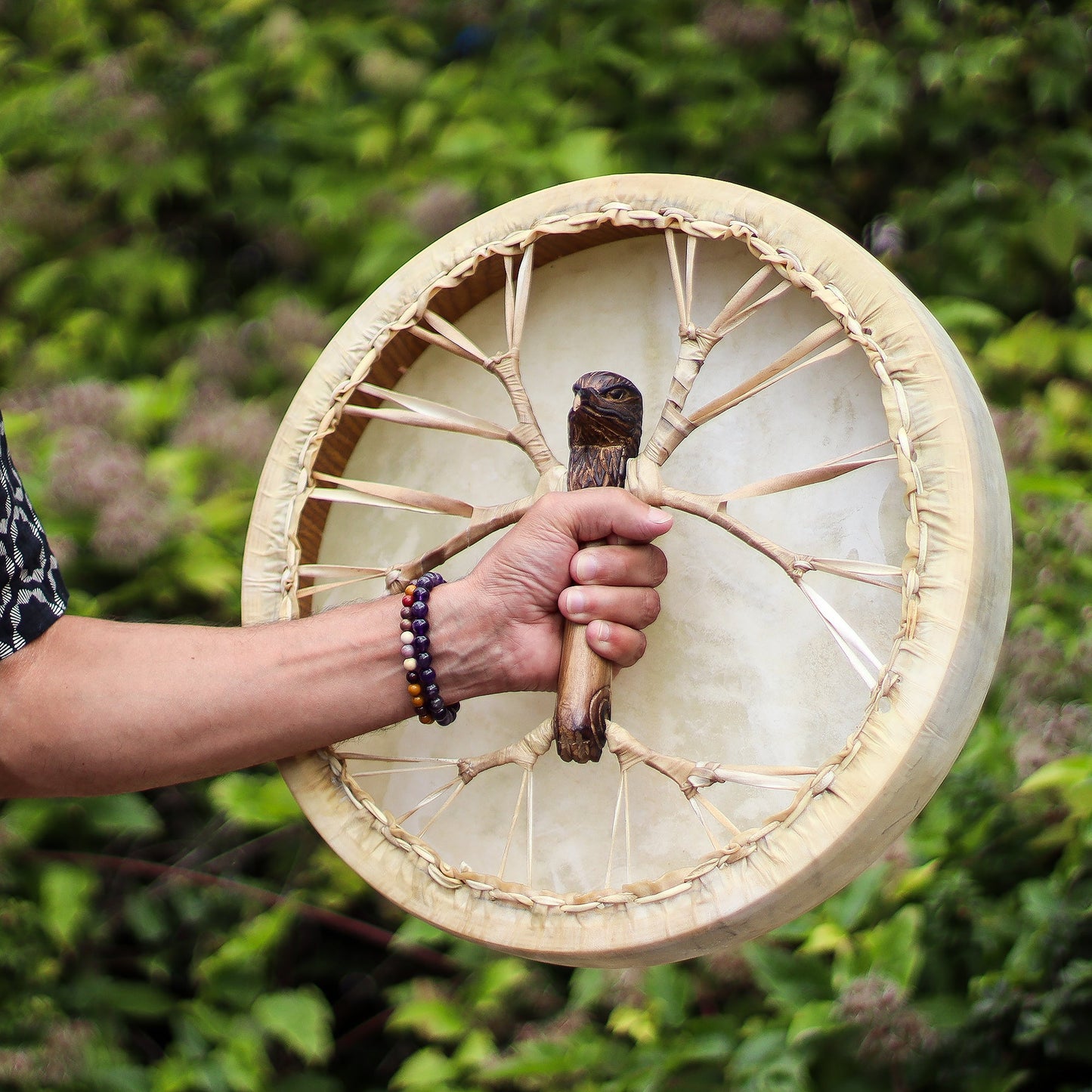 Shaman Frame Drum – Spirit of the Eagle – With Beater - Positive Faith Hope Love