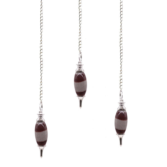 Polished Shiva Lingam with Point Pendulum featuring natural patterning and unique variations - Positive Faith Hope Love