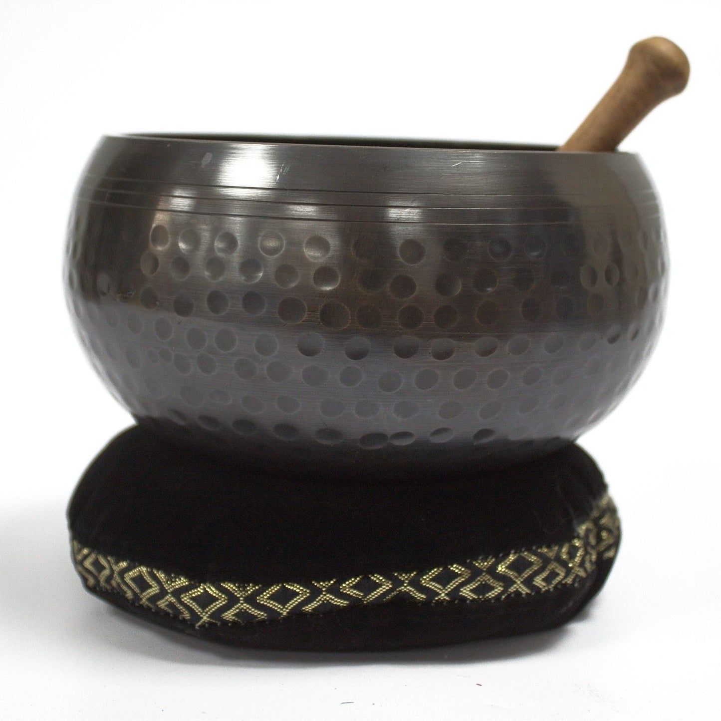 Polished Singing Bowl Velvet Cushion 11Cm 4 featuring natural patterning and unique variations - Positive Faith Hope Love